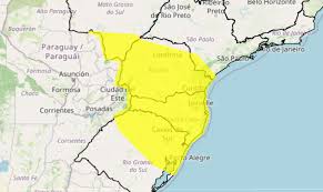 Alerta amarelo: tempestades, chuvas intensas e ventos fortes atingem áreas da Região Sul, MS e SP