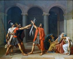 Image of Oath of the Horatii (1804) by JacquesLouis David