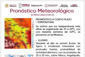 Prevén lluvias y vientos moderados en Puebla para este domingo