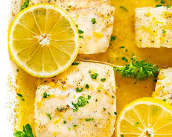 Image of Baked Cod with Lemon Herb Butter and Roasted Asparagus