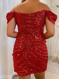Sparkly Red Bodycon Sequin Ruched Sequin Dresses - millybridal.org