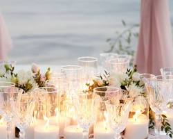 Imagem de Romantic Dinner Table Setting with Flowers and Candles