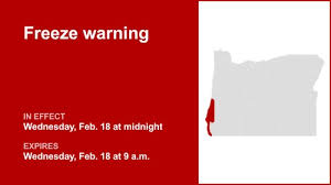 Update: Freeze warning for South Central Oregon Coast and Curry County Coast for Wednesday