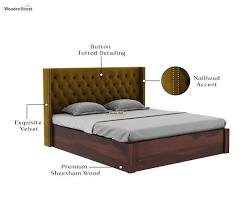 Image of Sheesham wood divan with button tufted headboard