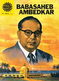 The Amar Chitra Katha vision of Ambedkar, also with his Buddhist stupa-like tomb - amarchitra