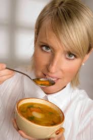 The benefits of adding low-calorie (homemade is much better – sodium content in can soup is very high) soup to a regular meal as a way of naturally cutting ... - girl-soup-3