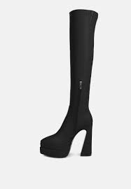 Cyber-Punk High Platform Long Boots In Black | Rag & Co. | Wolf & Badger