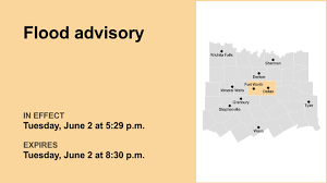 UPDATE: Parker and Tarrant counties under a flood advisory Tuesday night