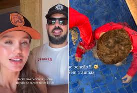 Biah Rodrigues e cantor Sorocaba tomam atitude após filho de 1 ano cair na piscina
