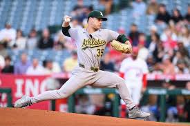 Athletics pitcher J.T. Ginn working on no-hitter through 8 innings against the Angels
