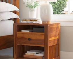 Image of nightstand with a drawer and shelf