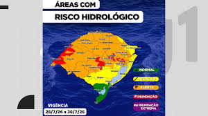 Inundações ameaçam cinco rios do RS e previsão aponta chuva intensa e queda de granizo para esta quarta-feira