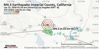 Terremoto moderado mag. 4.3 - 10.3 km al este de El Centro, Condado de Imperial County, California, Estados Unidos, jueves 15 ene 2026 a las 01:54 (Hora Los Angeles)