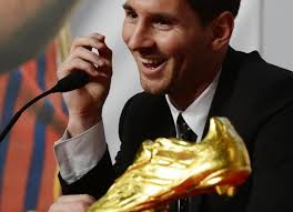 BARCELONA (Spain): Barcelona forward Lionel Messi was presented with his second Golden Boot award on Monday in recognition for scoring the most goals in ... - messi_1351591424_540x540