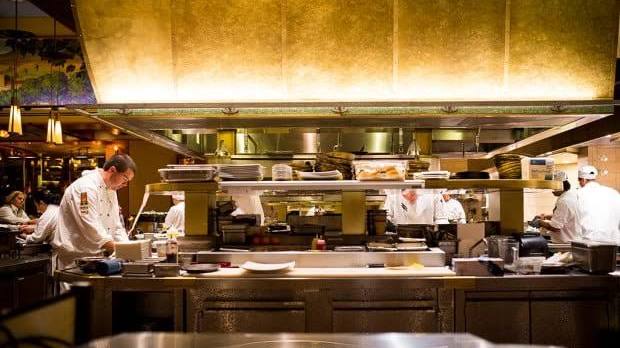 Chefs preparing food at the Napa Rose Chef's Counter
