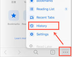 Image of Chrome History menu on Android