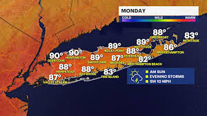 Hot and humid Monday on Long Island, big cool down late week
