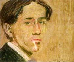Artist: Gino Severini. Completion Date: 1908. Style: Impressionism. Genre: self-portrait. Technique: pastel. Material: paper. Dimensions: 33 x 28 cm - self-portrait-1908