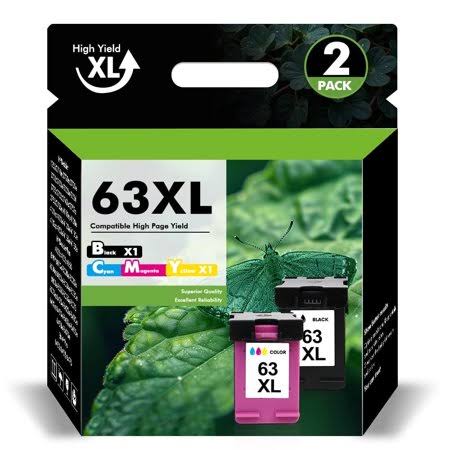 63xl Ink Cartridges 63 63xl 63 XL Work with OfficeJet 3830 4650 4655 5255 5258 5200 Envy 4510 4520 DeskJet 1110 3630 Printer