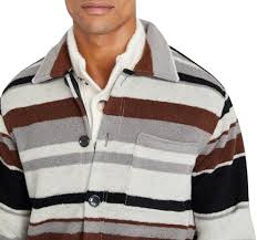 Club Monaco Men's Brushed Wool Stripe Shirt Jacket - Product from Amazon.com