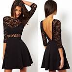 Long sleeve lace dress black