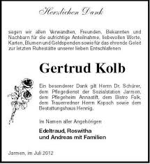 Gertrud Kolb-Ein besonderer Da | Nordkurier Anzeigen