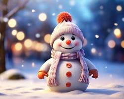 Image of snowman with a hat and scarf