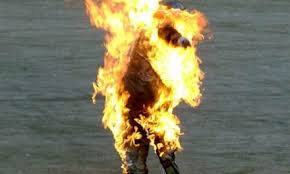 Image result for man set on fire