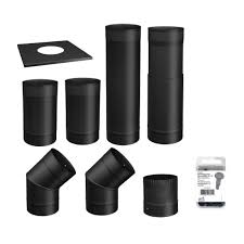 6"ø black single wall pipe kit - to the wall sp00360