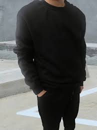 Men's Solid Crew Neck Pullover Sweatshirt & Drawstring Waist Sweatpants - Product from Temu