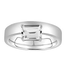 Ring with Emerald Cut White Topaz in Sterling Silver - Paris ...