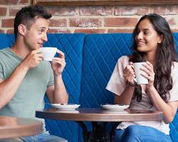 Image of person having a coffee date in a cafe in New York City