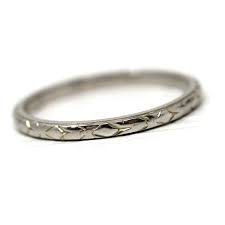 Antique Wedding Band - Art Deco Era 18k White Gold Faint Engraved Desi – MJV
