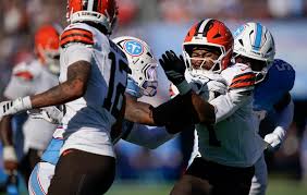 KC Concepcion celebrates during the Browns win over the Titans