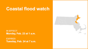 Coastal flood watch for 3 Massachusetts counties for Monday and Tuesday