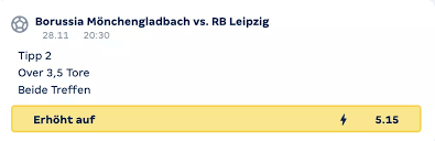 Borussia Mönchengladbach vs. RB Leipzig Quotenboosts: Erhöhte Quoten für Kombi-Tipp am 28.11.2025