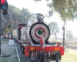 Narrow gauge steam engine at Golra Railway Station Railway museum in Rawalpindi Pakistan