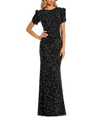 Mac Duggal Beaded Crew Neck Ruched Short Sleeve Gown | Dillard's - Product from Dillard's