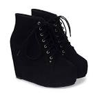 Black wedge boots for women