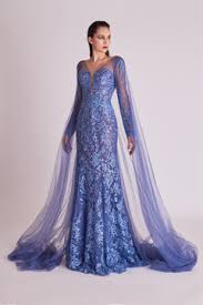 Gatti Nolli Couture - OP5706 Mesh Cape Embroidered Long Gown
