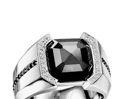 Image of Black diamond platinum setting ring
