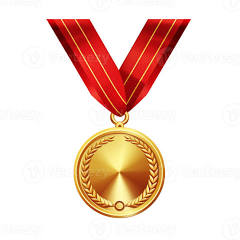 Gold Medal Award Red Ribbon Winner Achievement Success ...