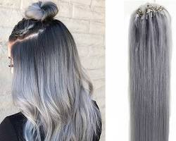 Image de Long Grey Hair with Microlinks Extensions