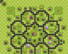 Hibrit Seviye 8 Clash of Clans Köy Düzeni resmi