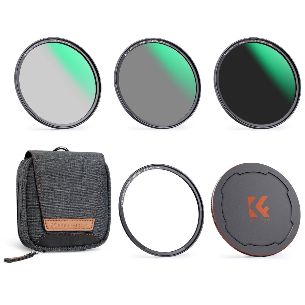 Magnetic Lens Filter Kit CPL+ND8+ND64+Magnetic Adapter Ring+Magnetic Lens Cap 5 in 1 Quick Swap System Nano-Xcel Series