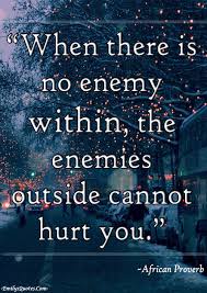 When there is no enemy within, the enemies outside cannot hurt you ... via Relatably.com