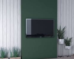 تصویر دیوار تلویزیون با دیوار سبز