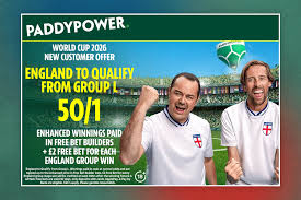 Paddy Power World Cup offer: England to qualify from Group L 50/1