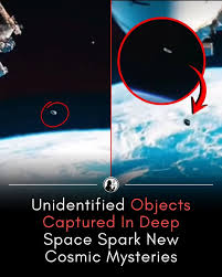 Recent footage recorded from instruments observing the vast expanse beyond Earth has revealed several unidentified objects drifting through the darkness of space. These objects appear as sharp, luminous forms moving independently of