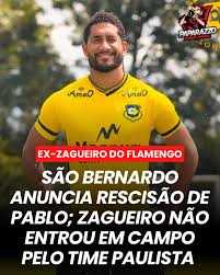 O São Bernardo anunciou a rescisão contratual com o zagueiro Pablo, ex-Flamengo. O jogador assinou em janeiro, e se despede pouco mais de cinco meses depois, com zero minutos jogados com a camisa do clube paulista. A última partida disputada por